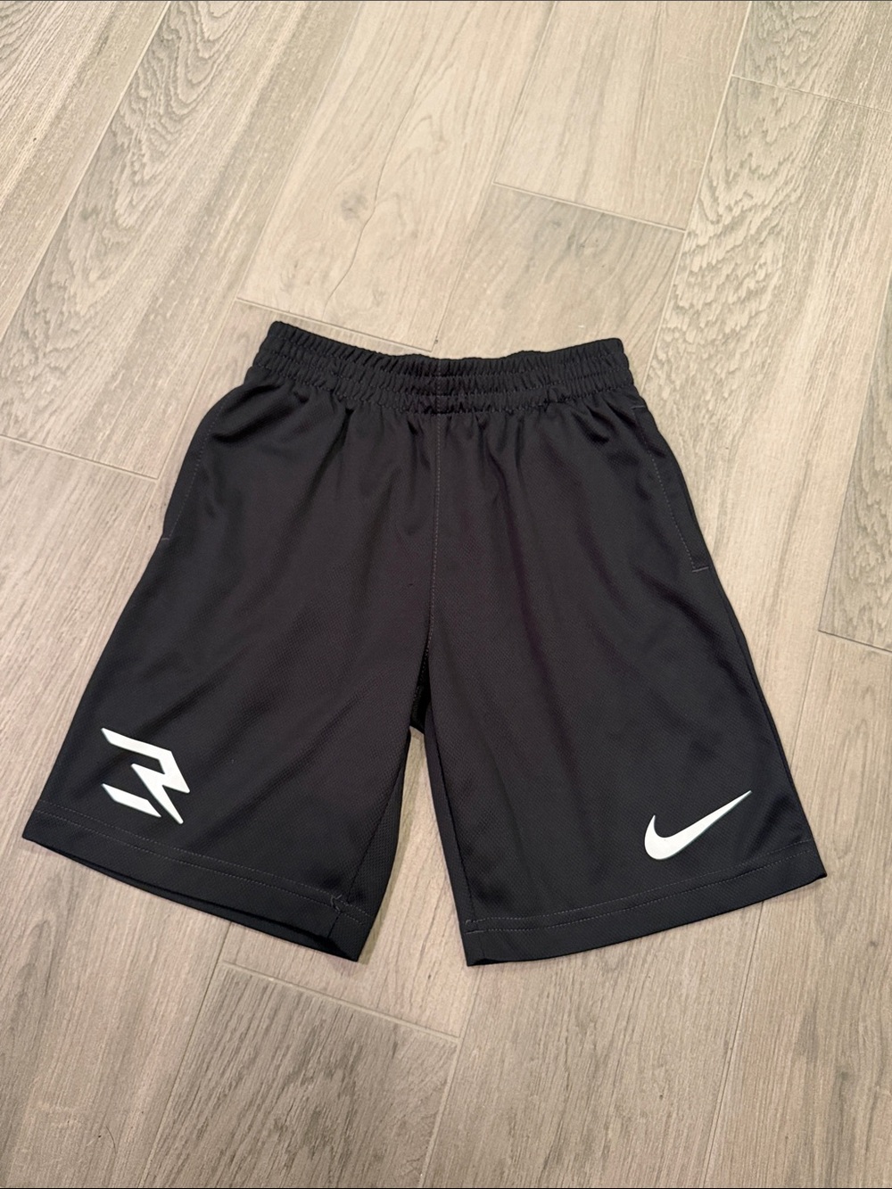Nike Boys Dark Grey Athletic Shorts with White Logo